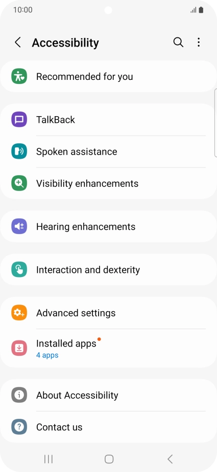 Press TalkBack and follow the instructions on the screen to select the required settings.