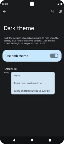 Press the required setting to turn the function on or off. Press the required setting to turn the function on or off.