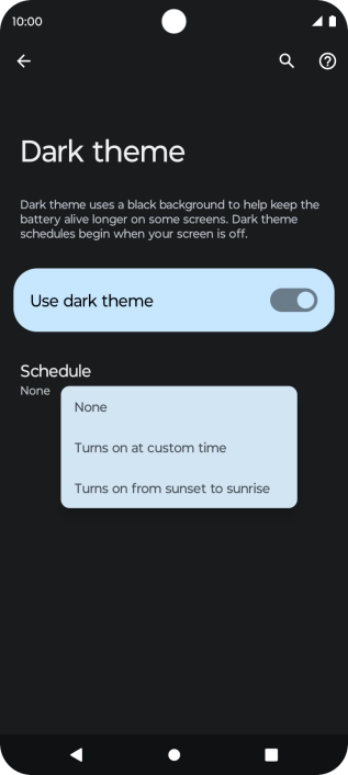 Press the required setting to turn the function on or off. Press the required setting to turn the function on or off.