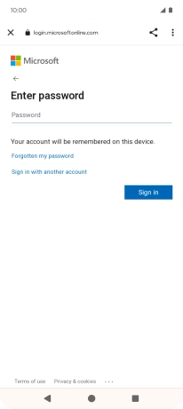 Press Password and key in the password for your email account.