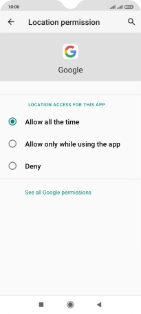 Press the required setting.