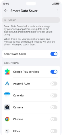 Press the indicators next to the required apps to turn the function on or off.
