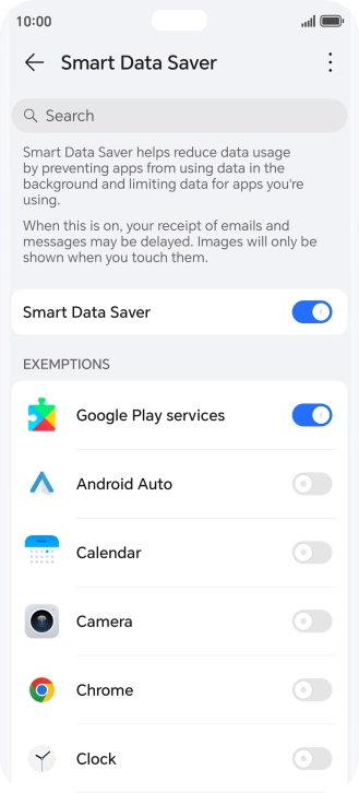 Press the indicators next to the required apps to turn the function on or off.