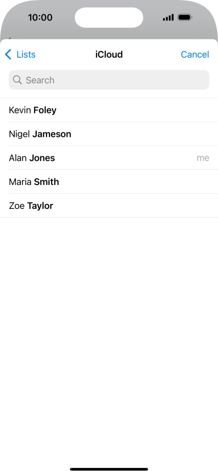 Press the required contact.