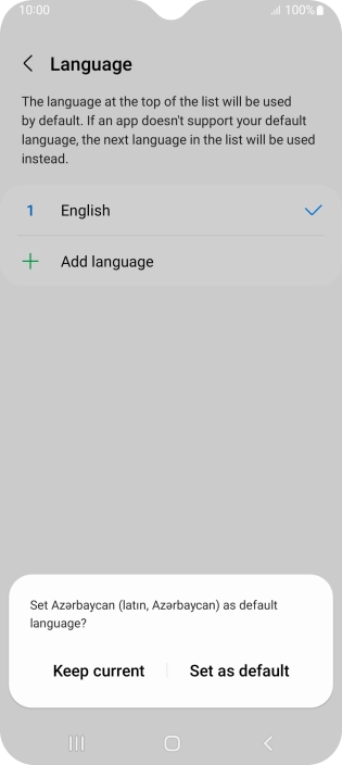 To select the new language as the default phone language, press Set as default.