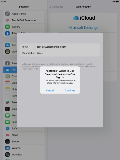 Press Continue. Press Continue.