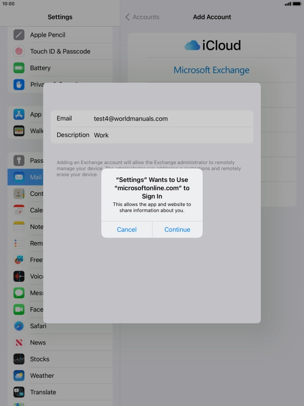 Press Continue. Press Continue.