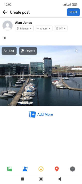 Write the required text and press POST.