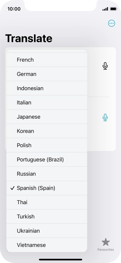Press the required target language.