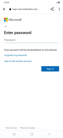 Press Password and key in the password for your email account.