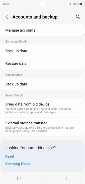 Press Manage accounts. Press Manage accounts.