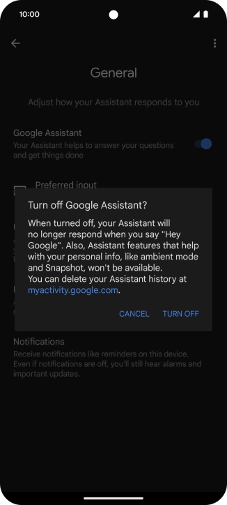 If you turn off the function, press TURN OFF.