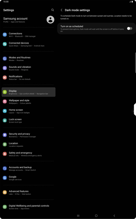 Press the indicator next to 