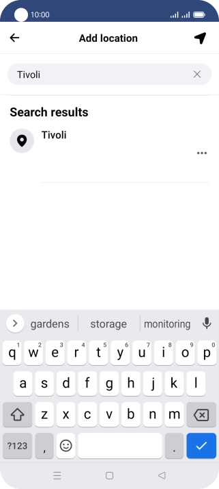 Press the required location.