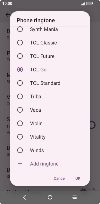 Press the required ring tones to hear them.