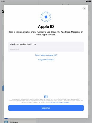 Press Password and key in the password for your Apple ID.