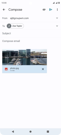 Press Subject and key in the subject of your email message.