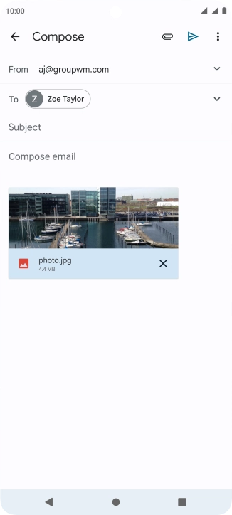 Press Subject and key in the subject of your email message.