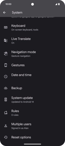 Press Reset options.