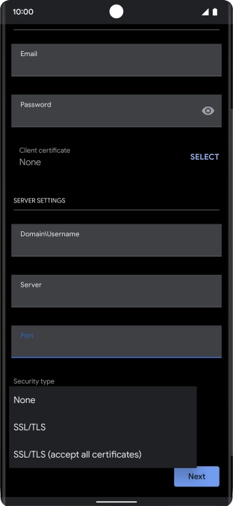 Press the required setting.