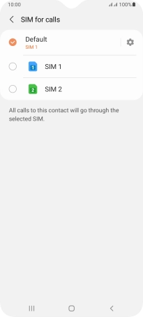 Press the required setting.