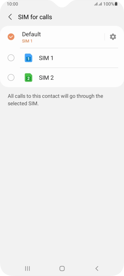 Press the required setting.