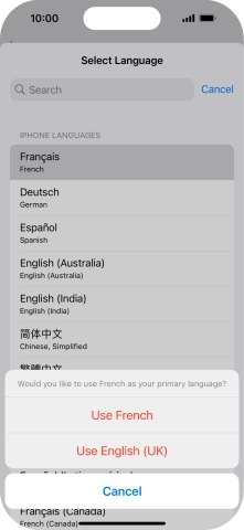 To select the new language as the default phone language, press Use ‹language› .