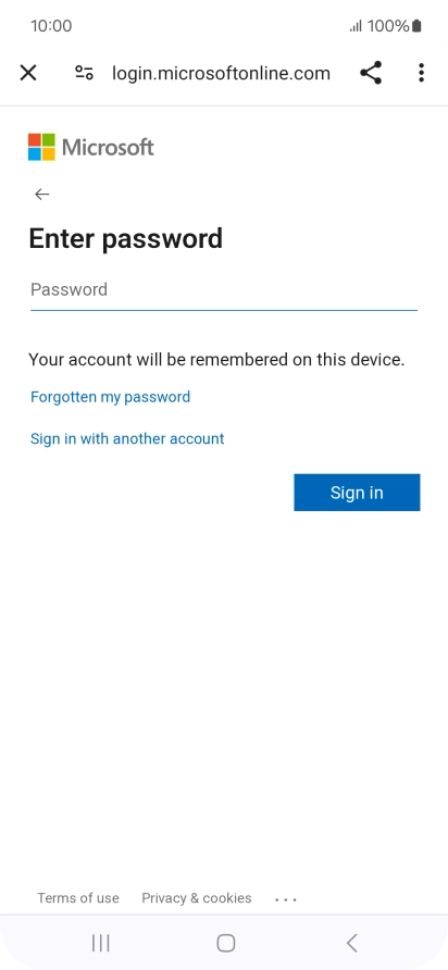 Press Password and key in the password for your email account.