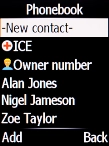 Highlight the required contact. Highlight the required contact.