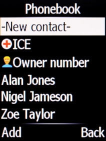 Highlight the required contact. Highlight the required contact.