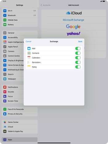 Press the indicators next to the required data types to turn synchronisation of each data type on or off. Press the indicators next to the required data types to turn synchronisation of each data type on or off.