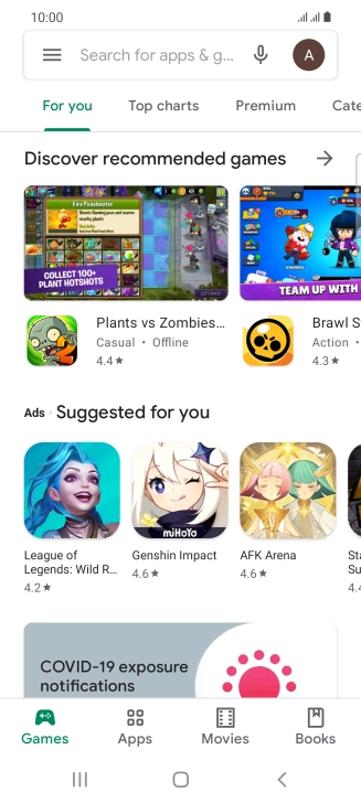 Press the search field.