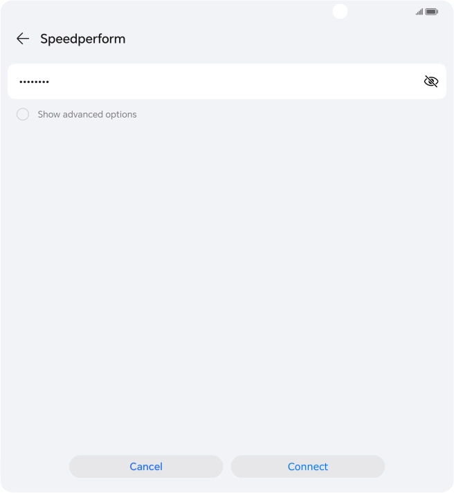 Key in the password for the Wi-Fi network and press Connect.