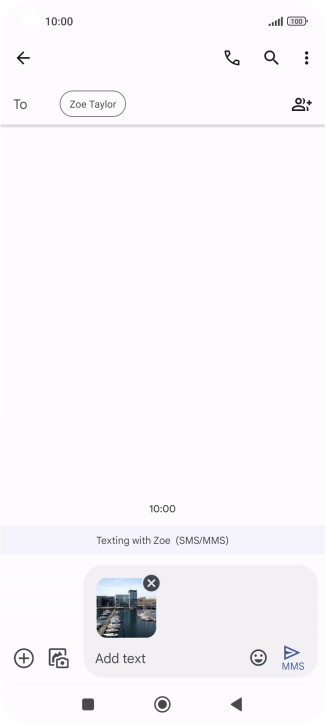 Press the text input field and write the text for your picture message.