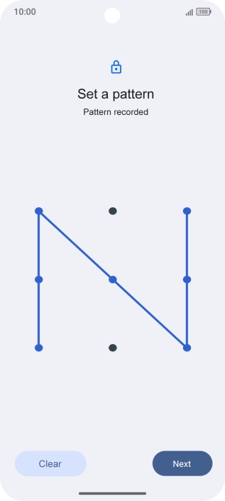 Slide your finger across the screen to connect at least four points and press Next.