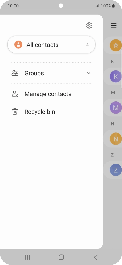 Press Manage contacts. Press Manage contacts.
