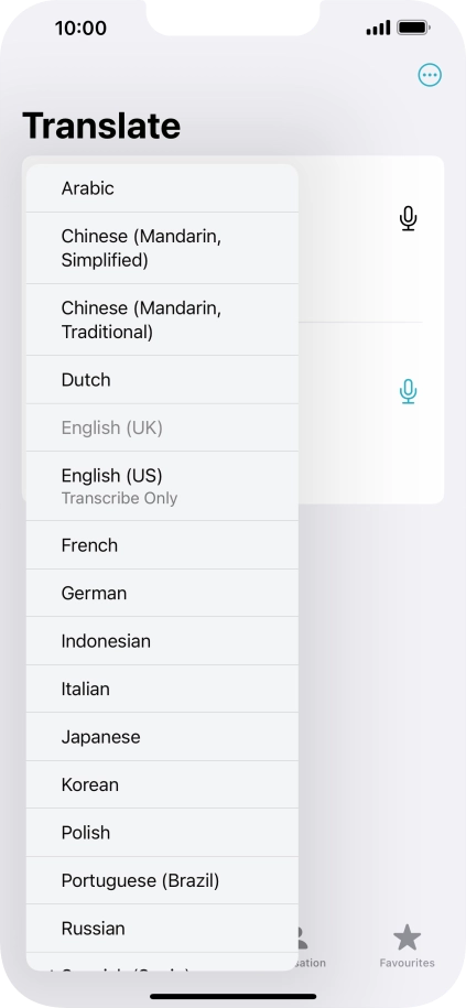 Press the required target language. Press the required target language.