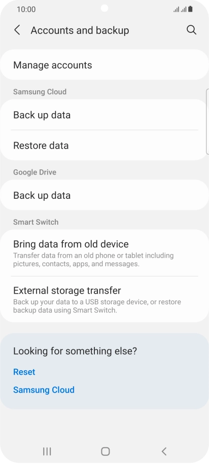 Press Manage accounts. Press Manage accounts.
