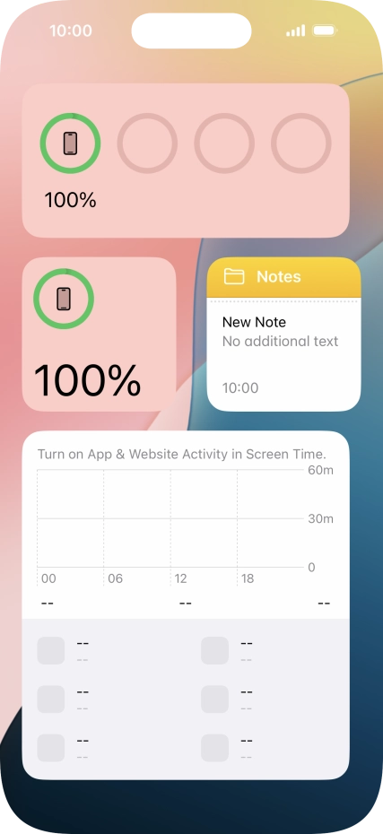 Slide your finger up or down on the screen to see more widgets.