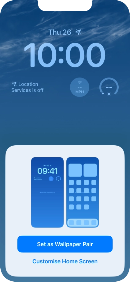 To use the same colour theme on the home screen, press Set as Wallpaper Pair.