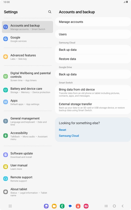 Press Manage accounts. Press Manage accounts.