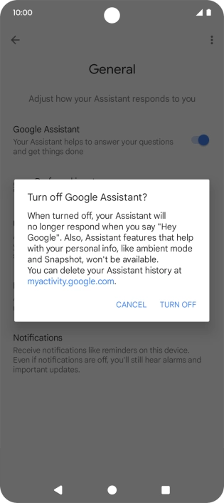 If you turn off the function, press TURN OFF.