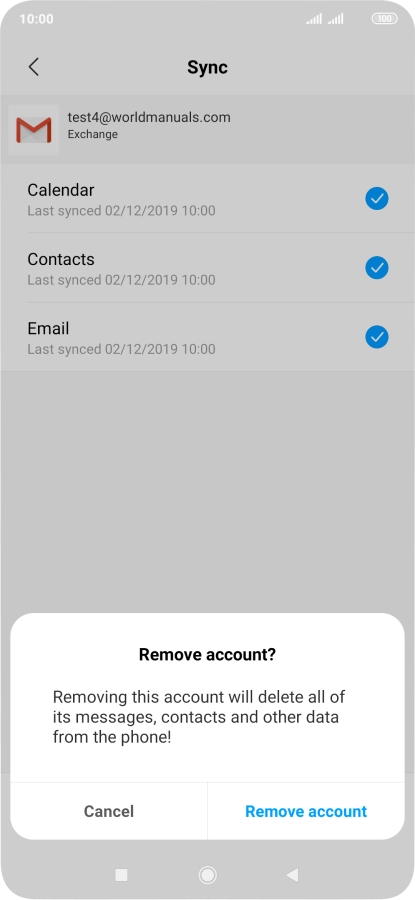 Press Remove account.