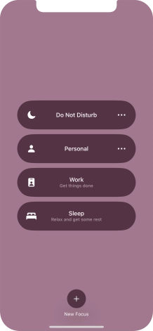 Press the required focus mode to activate or deactivate it immediately.