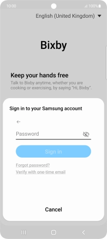 Press Password and key in the password for your Samsung account.