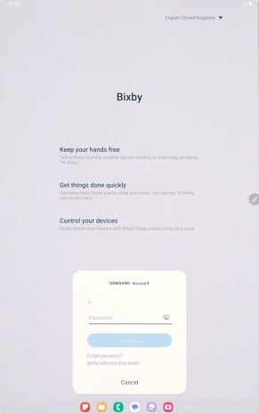 Press Password and key in the password for your Samsung account.