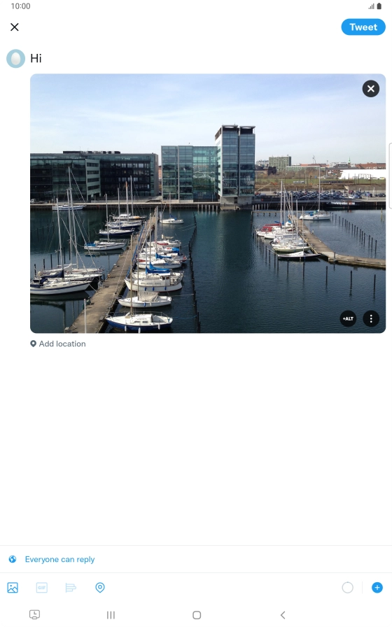 Write the required text and press Tweet.