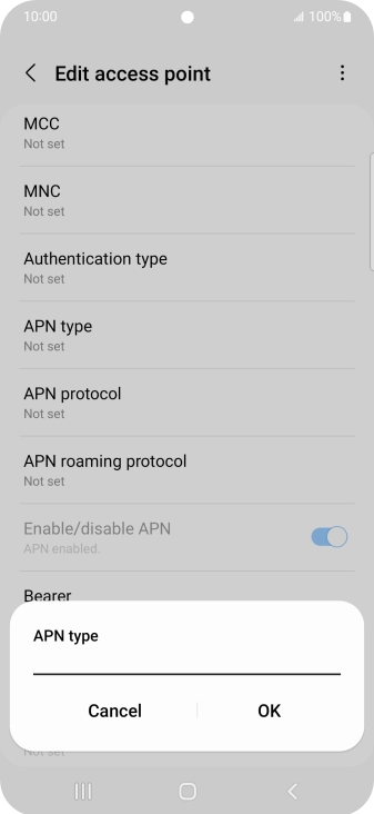 Key in default and press OK. Key in default and press OK.