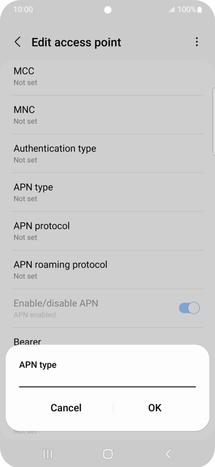 Key in default and press OK. Key in default and press OK.