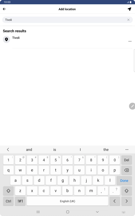 Press the required location.